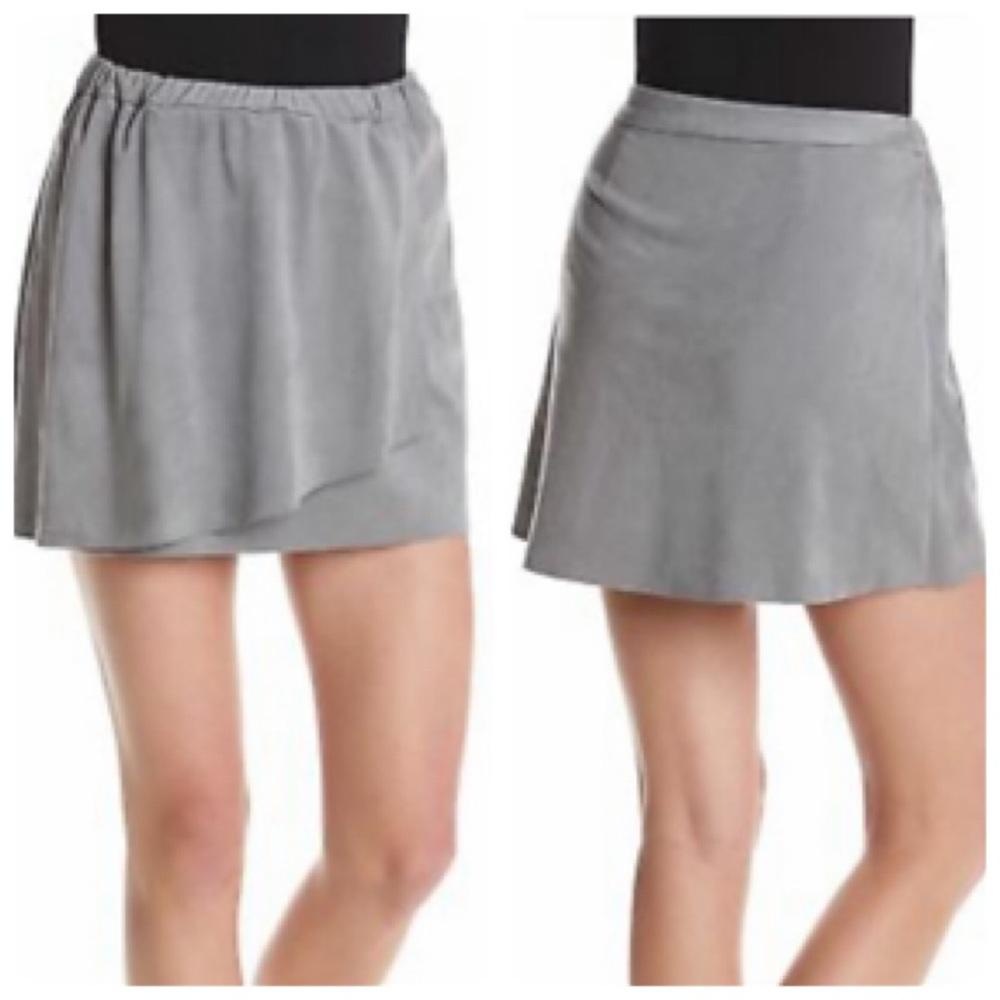 NWT KENSIE Faux Suede & Faux Wrap Grey Skirt XS
